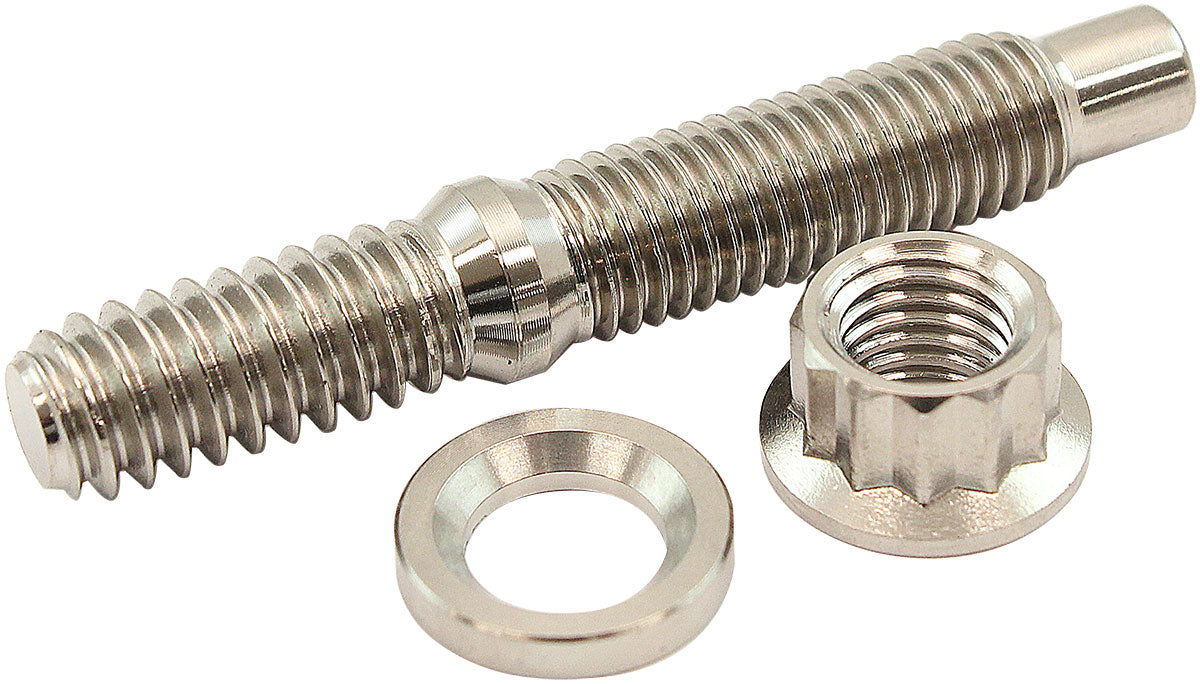Aeroflow 1/4" Titanium Stud, Nut and Washer Kit  Sold as One Stud, One Flat Washer and One 12 Point Nut