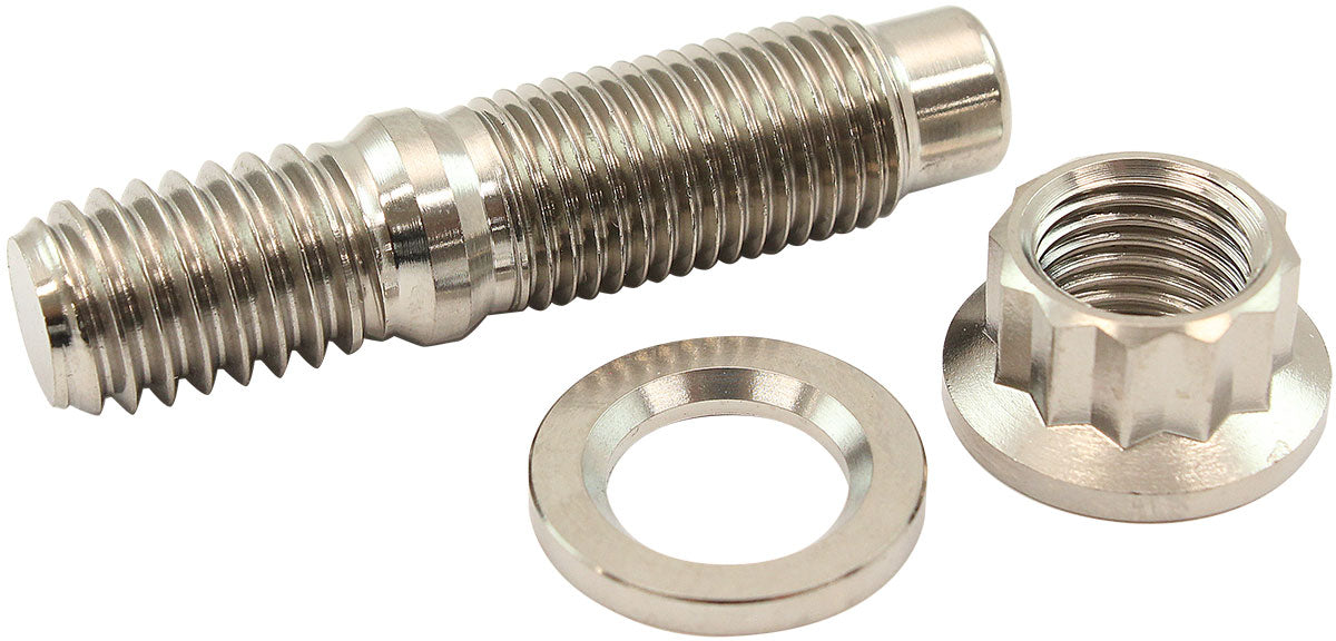 Aeroflow 3/8" Titanium Stud, Nut and Washer Kit  Sold as One Stud, One Flat Washer and One 12 Point Nut