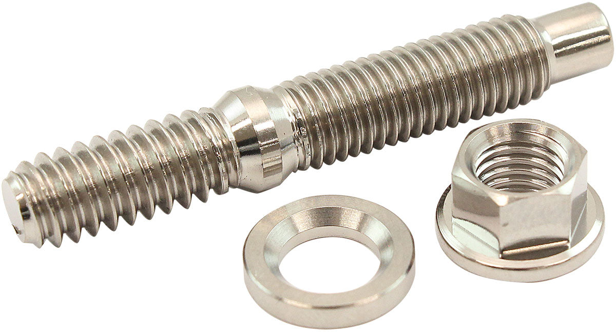 Aeroflow 1/4" Titanium Stud, Nut and Washer Kit  Sold as One Stud, One Flat Washer and One 6 Point Hex Nut