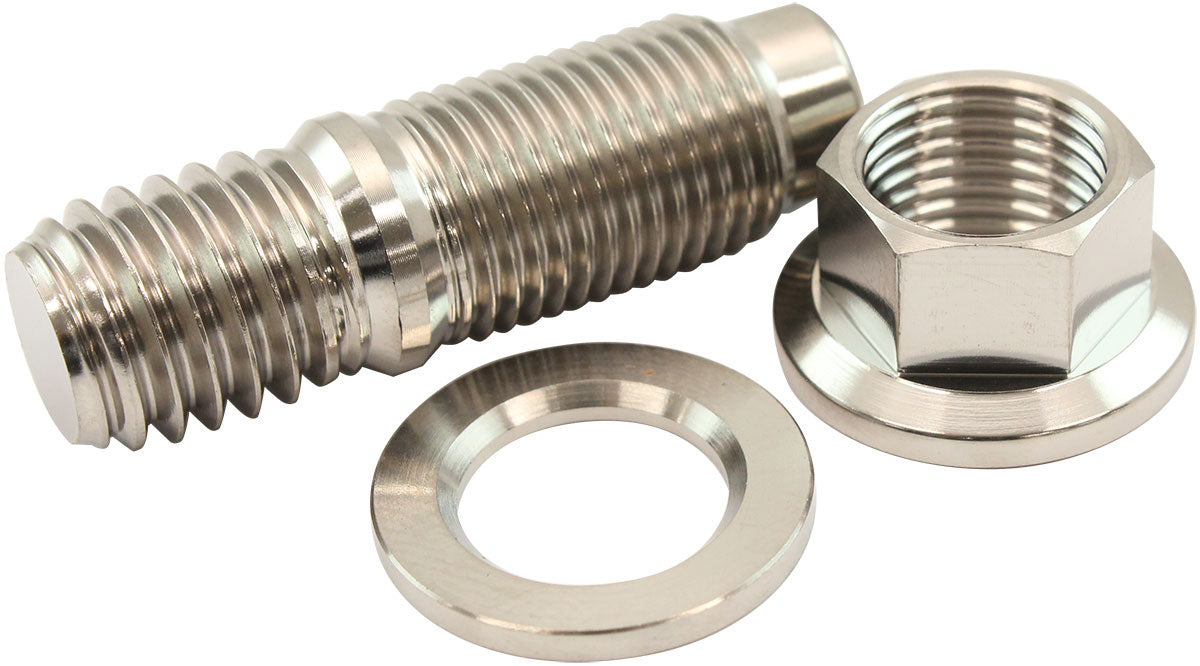 Aeroflow 1/2" Titanium Stud, Nut and Washer Kit  Sold as One Stud, One Flat Washer and One 6 Point Hex Nut