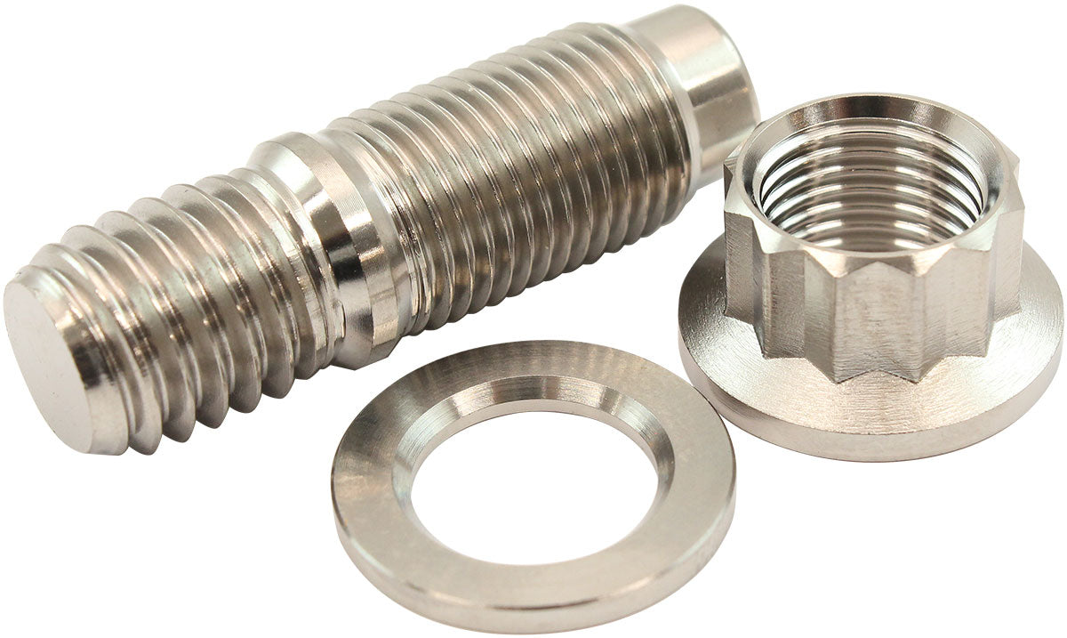 Aeroflow 1/2" Titanium Stud, Nut and Washer Kit  Sold as One Stud, One Flat Washer and One 12 Point Nut