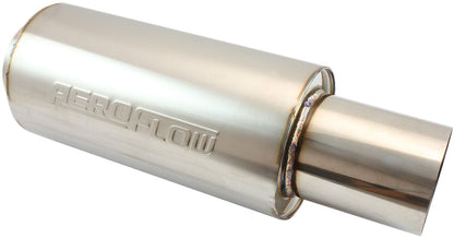 5500 Series Stainless Steel 3-1/2" Round Muffler   3-1/2" Inlet, 18" Length, 6" Diameter, 5" Tip