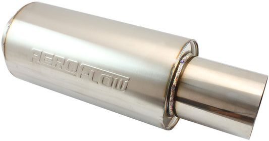5500 Series Stainless Steel 3-1/2" Round Muffler   3-1/2" Inlet, 18" Length, 6" Diameter, 5" Tip