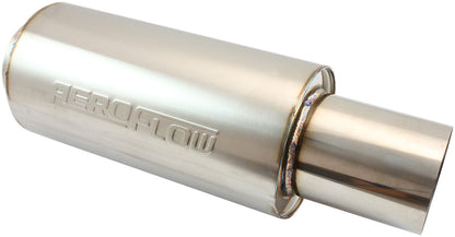 5500 Series Stainless Steel 4" Round Muffler   4" Inlet, 18" Length, 6" Diameter, 5" Tip