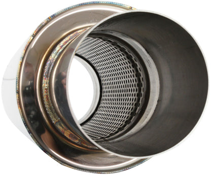 5500 Series Stainless Steel 4" Round Muffler   4" Inlet, 18" Length, 6" Diameter, 5" Tip