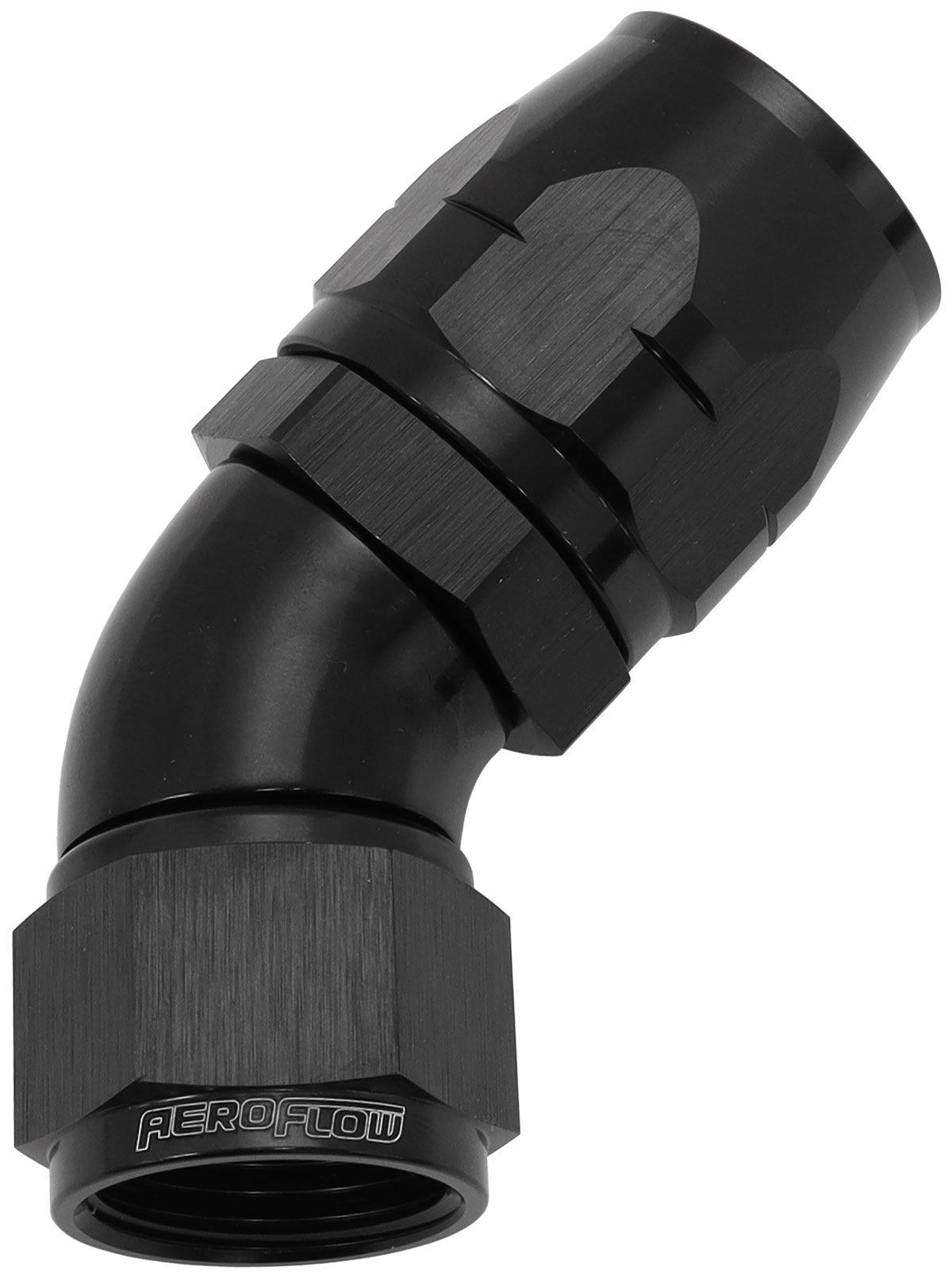 550 Series Cutter Style One Piece Swivel 45° Stepped Hose End -12AN to -16 Hose   Black Finish. Suits 100 & 450 Series Hose