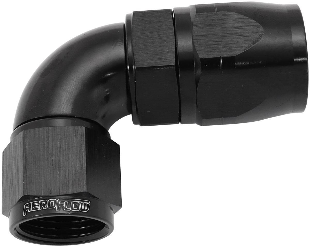 550 Series Cutter Style One Piece Swivel 90° Stepped Hose End -10AN to -12 Hose   Black Finish. Suits 100 & 450 Series Hose