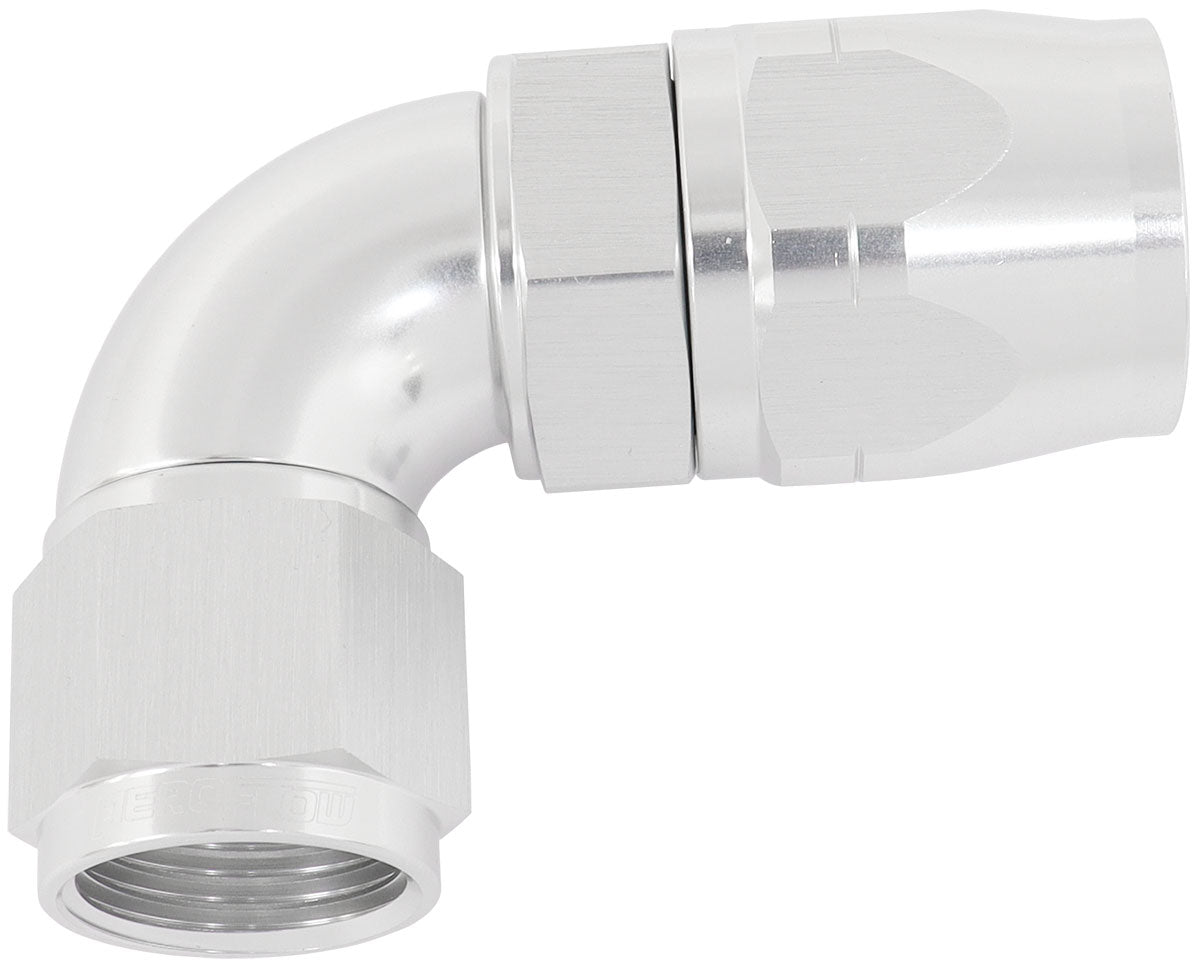 550 Series Cutter Style One Piece Swivel 90° Stepped Hose End -10AN to -12 Hose   Silver Finish. Suits 100 & 450 Series Hose