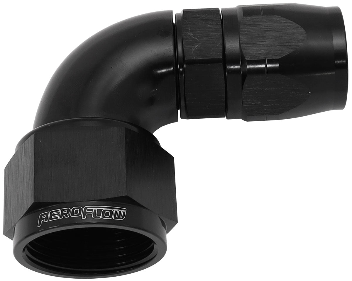 550 Series Cutter Style One Piece Swivel 90° Stepped Hose End -16AN to -12 Hose   Black Finish. Suits 100 & 450 Series Hose