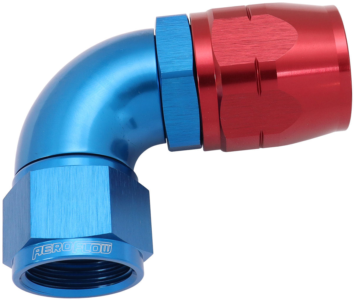 550 Series Cutter Style One Piece Swivel 90° Stepped Hose End -12AN to -16 Hose   Blue Finish. Suits 100 & 450 Series Hose