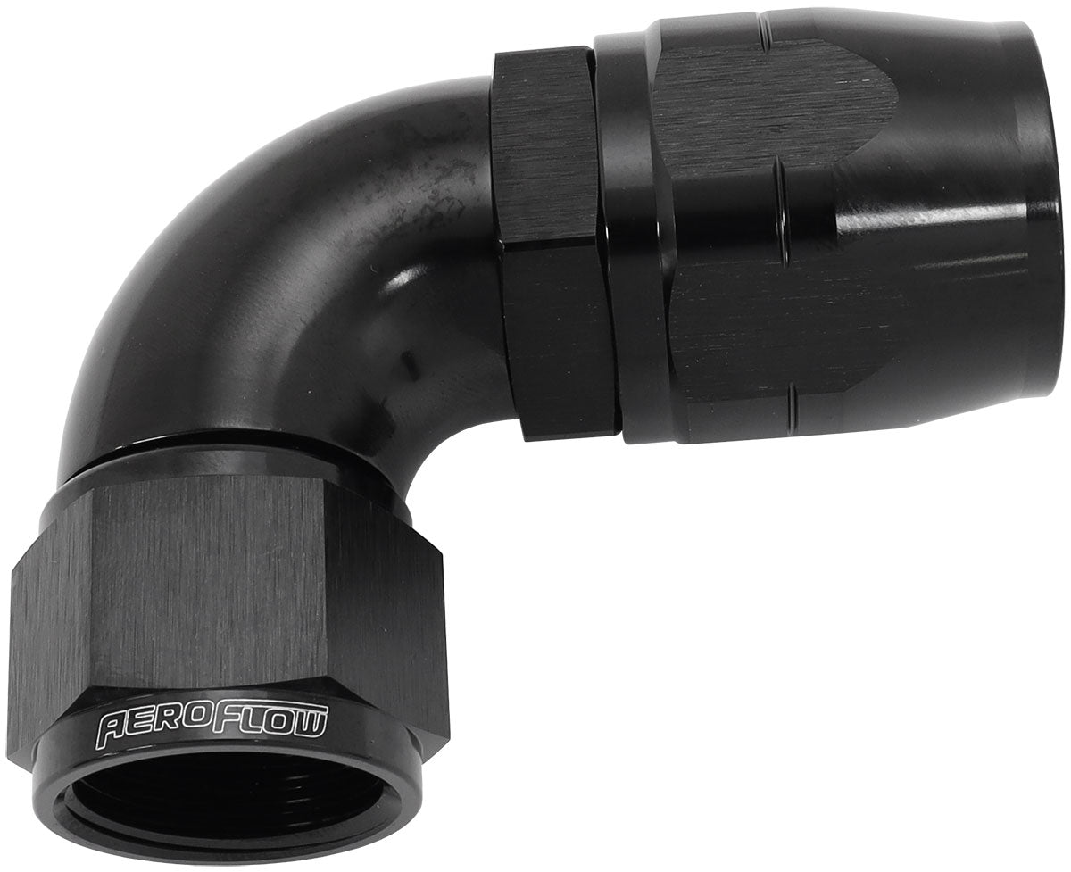 550 Series Cutter Style One Piece Swivel 90° Stepped Hose End -12AN to -16 Hose   Black Finish. Suits 100 & 450 Series Hose