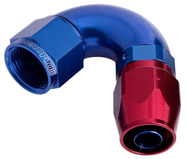 550 Series Cutter One-Piece Full Flow Swivel 120° Hose End -16AN   Blue/Red Finish. Suits 100 & 450 Series Hose