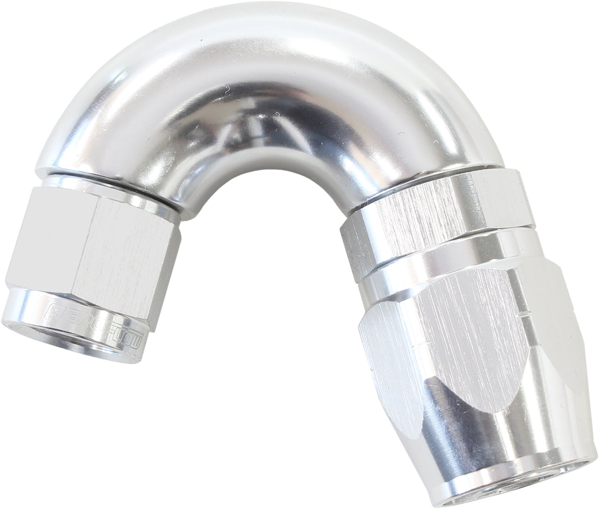 550 Series Cutter Style One Piece Swivel 150° Stepped Hose End -6AN to -8 Hose   Silver Finish. Suits 100 & 450 Series Hose