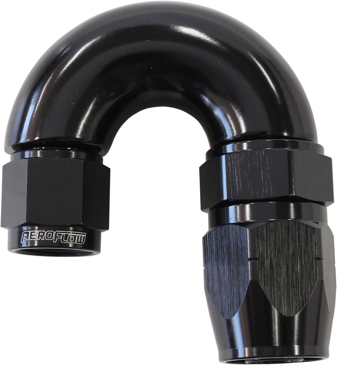 550 Series Cutter Style One Piece Swivel 180° Stepped Hose End -6AN to -8 Hose   Black Finish. Suits 100 & 450 Series Hose