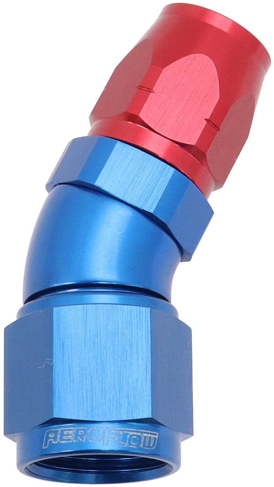550 Series Cutter Style One Piece Swivel 30° Stepped Hose End -8AN to -6 Hose   Blue/Red Finish. Suits 100 & 450 Series Hose