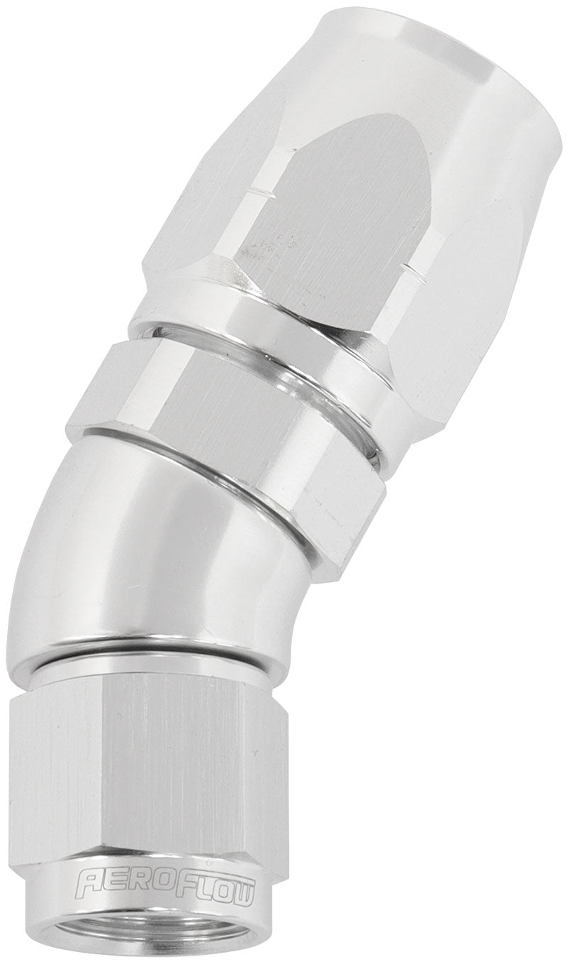 550 Series Cutter Style One Piece Swivel 30° Stepped Hose End -6AN to -8 Hose   Silver Finish. Suits 100 & 450 Series Hose