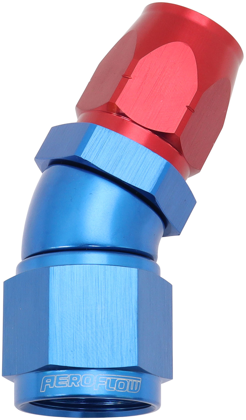 550 Series Cutter Style One Piece Swivel 30° Stepped Hose End -10AN to -8 Hose    Blue/Red Finish. Suits 100 & 450 Series Hose
