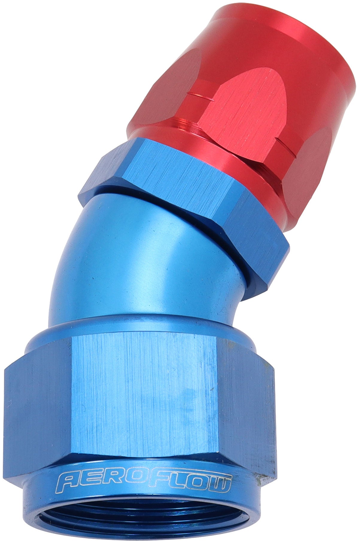 550 Series Cutter Style One Piece Swivel 30° Stepped Hose End -16AN to -12 Hose   Blue/Red Finish. Suits 100 & 450 Series Hose