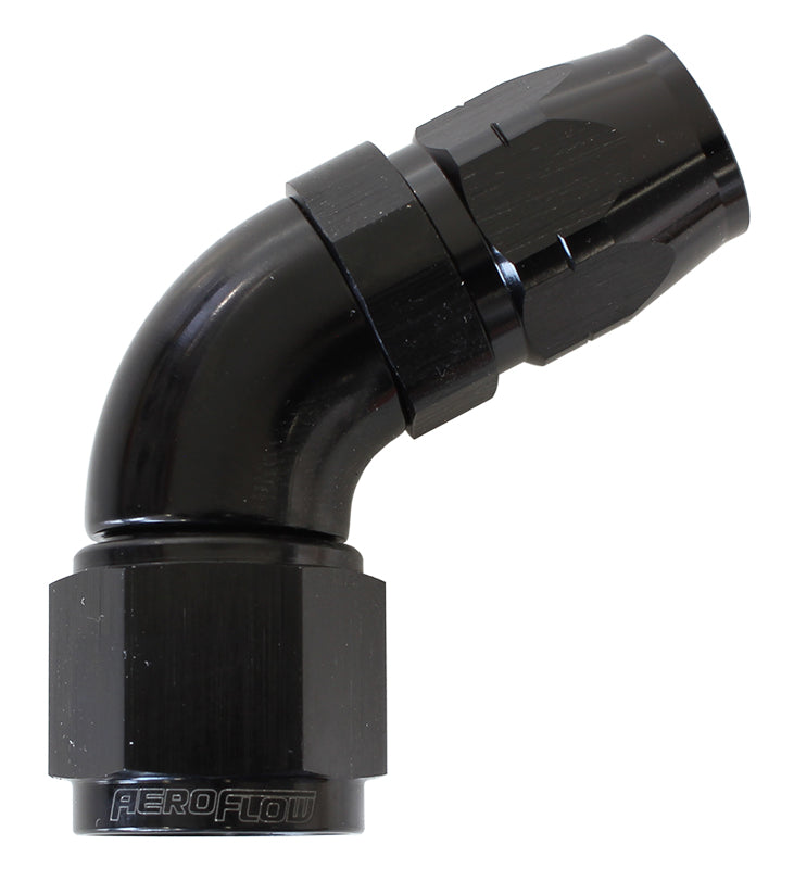 550 Series Cutter Style One Piece Swivel 60° Stepped Hose End -8AN to -6 Hose   Black Finish. Suits 100 & 450 Series Hose