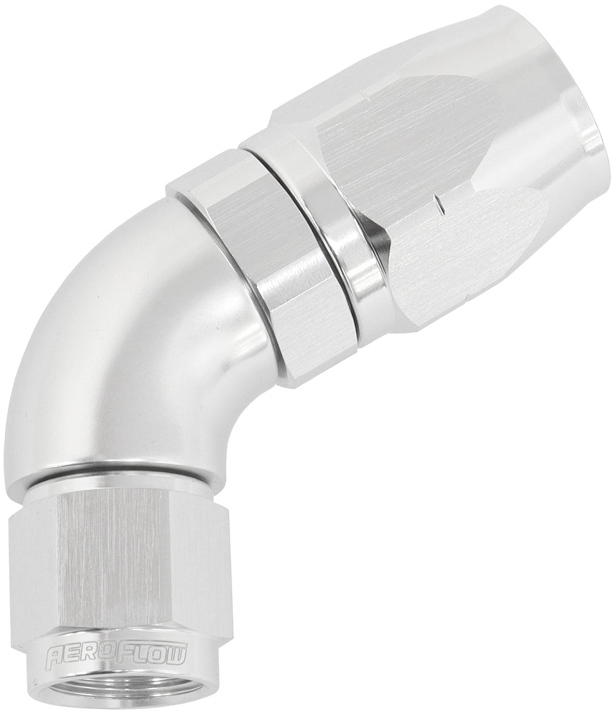 550 Series Cutter Style One Piece Swivel 60° Stepped Hose End -6AN to -8 Hose   Silver Finish. Suits 100 & 450 Series Hose