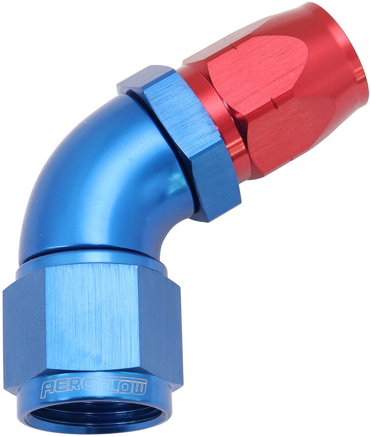 550 Series Cutter Style One Piece Swivel 60° Stepped Hose End -10AN to -8 Hose    Blue/Red Finish. Suits 100 & 450 Series Hose
