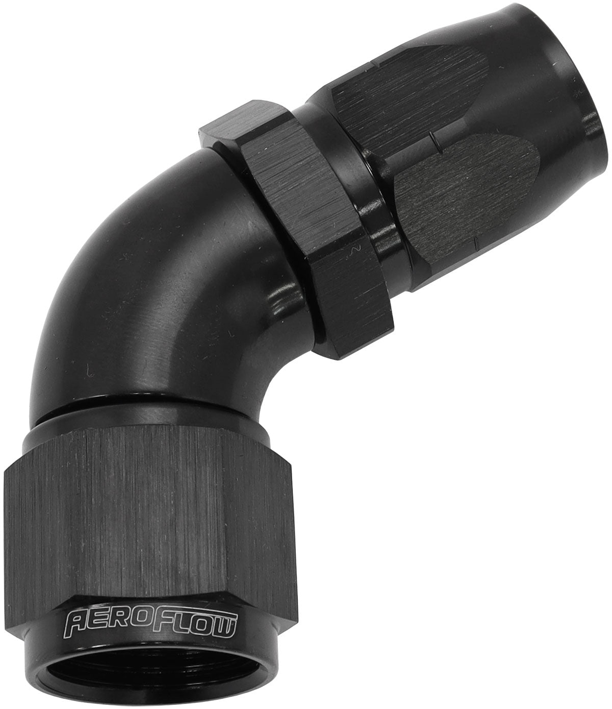 550 Series Cutter Style One Piece Swivel 60° Stepped Hose End -10AN to -8 Hose    Black Finish. Suits 100 & 450 Series Hose
