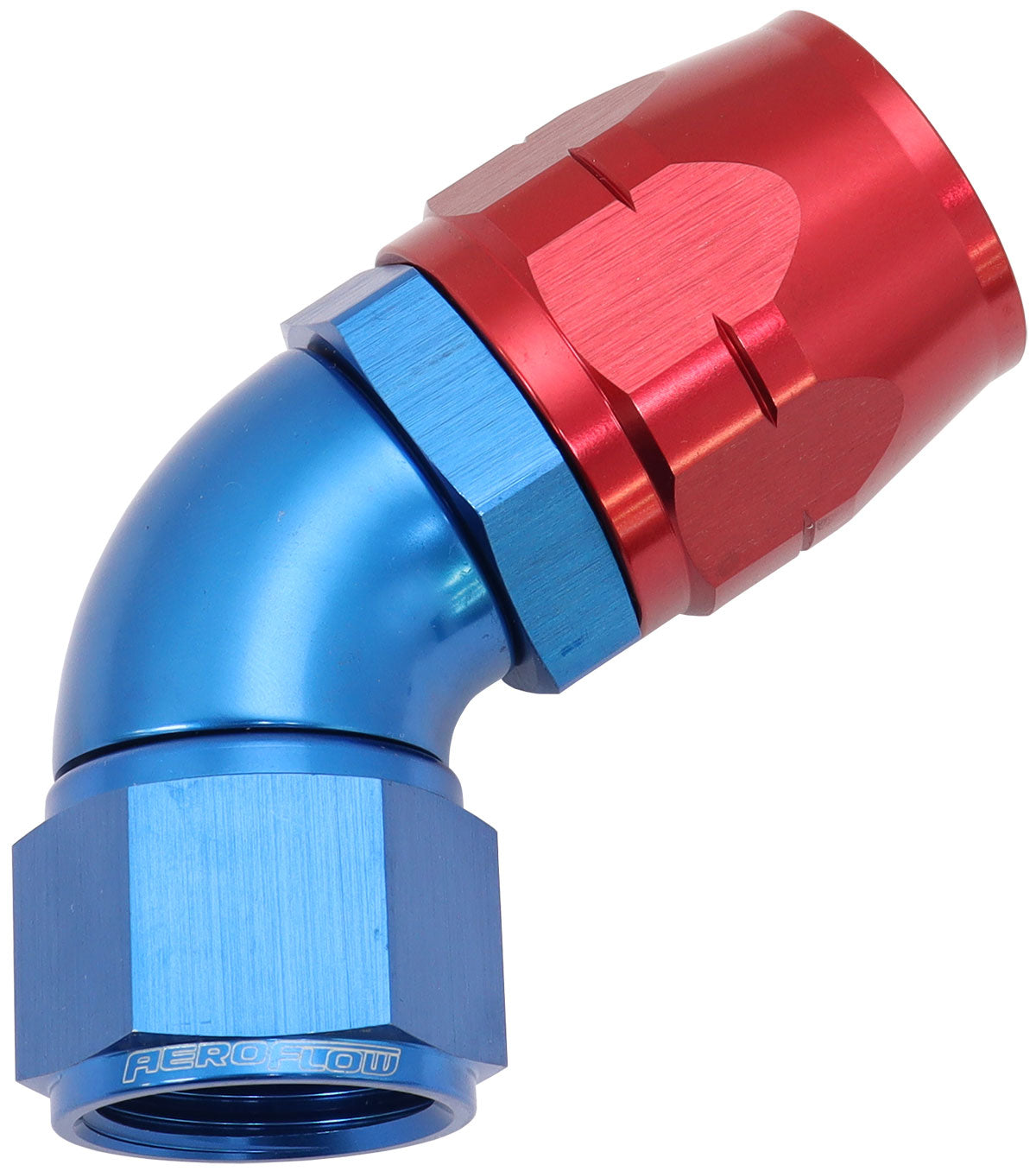 550 Series Cutter Style One Piece Swivel 60° Stepped Hose End -12AN to -16 Hose   Blue/Red Finish. Suits 100 & 450 Series Hose