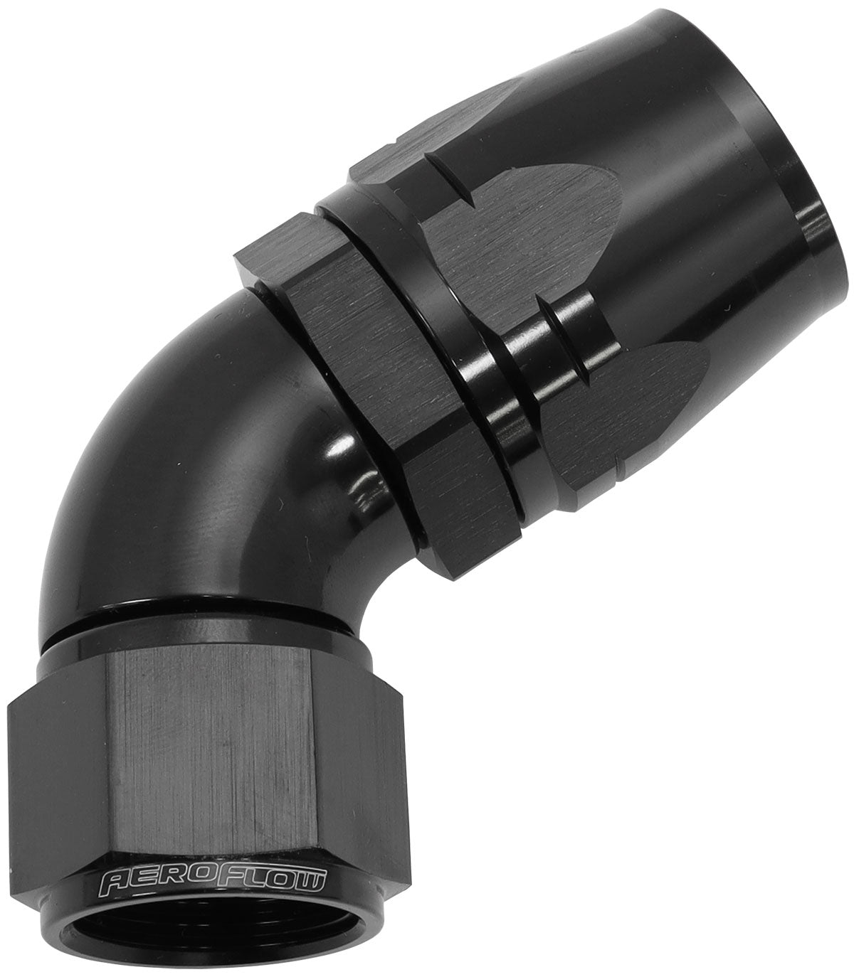 550 Series Cutter Style One Piece Swivel 60° Stepped Hose End -12AN to -16 Hose   Black Finish. Suits 100 & 450 Series Hose