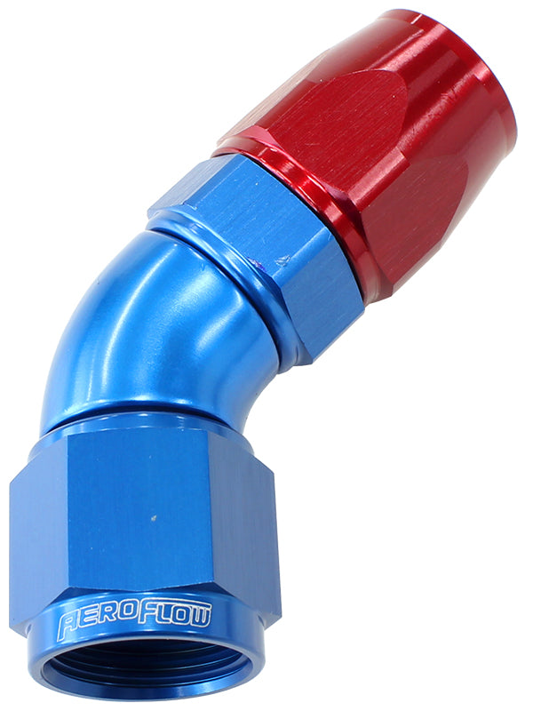 570 Series PTFE 45° Hose End -12AN   Blue/Red Finish. Suits 200 & 250 Series Hose