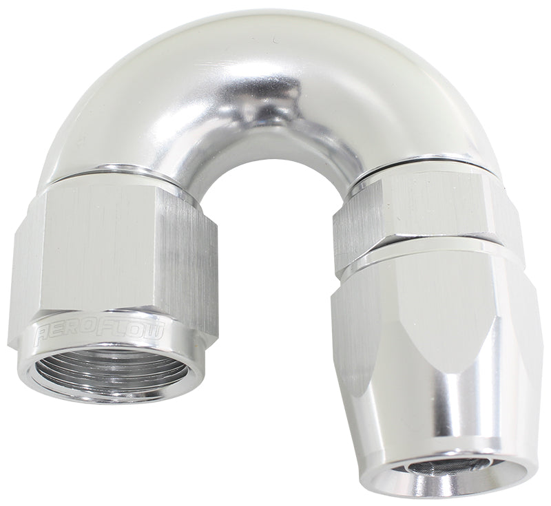 570 Series PTFE 180° Hose End -6AN   Silver Finish. Suits 200 & 250 Series Hose