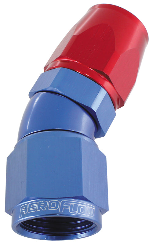 570 Series PTFE 30° Hose End -4AN  Blue/Red Finish. Suits 200 & 250 Series Hose