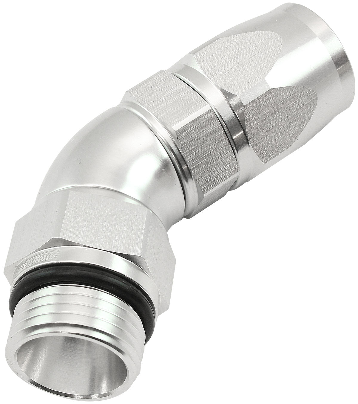 Aeroflow ORB Taper Swivel 45° Hose End -10 ORB to -10AN  Silver Finish. Suit 200 & 250 Series Hose
