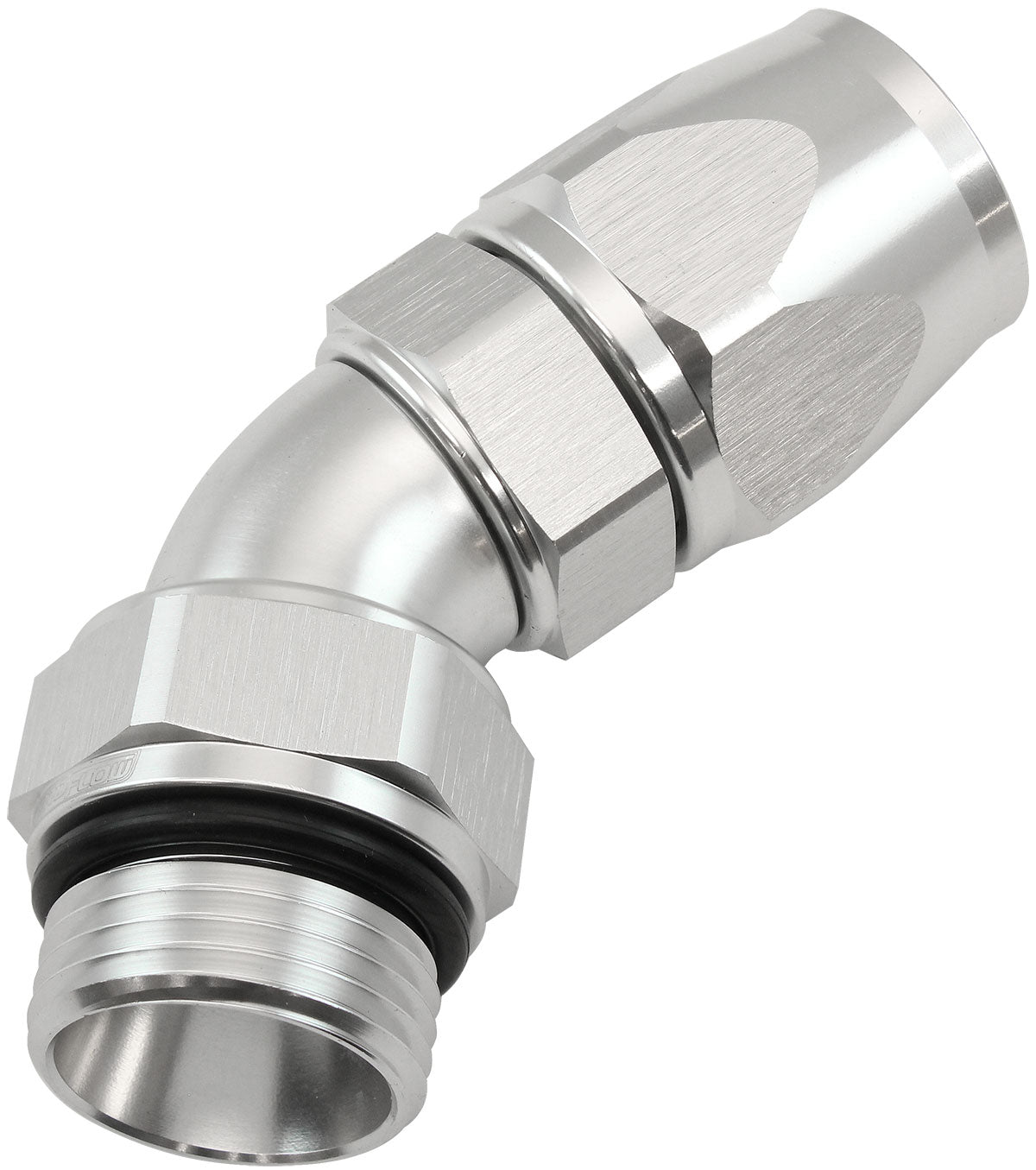 Aeroflow ORB Taper Swivel 45° Hose End -12 ORB to -12AN  Silver Finish. Suit 200 & 250 Series Hose