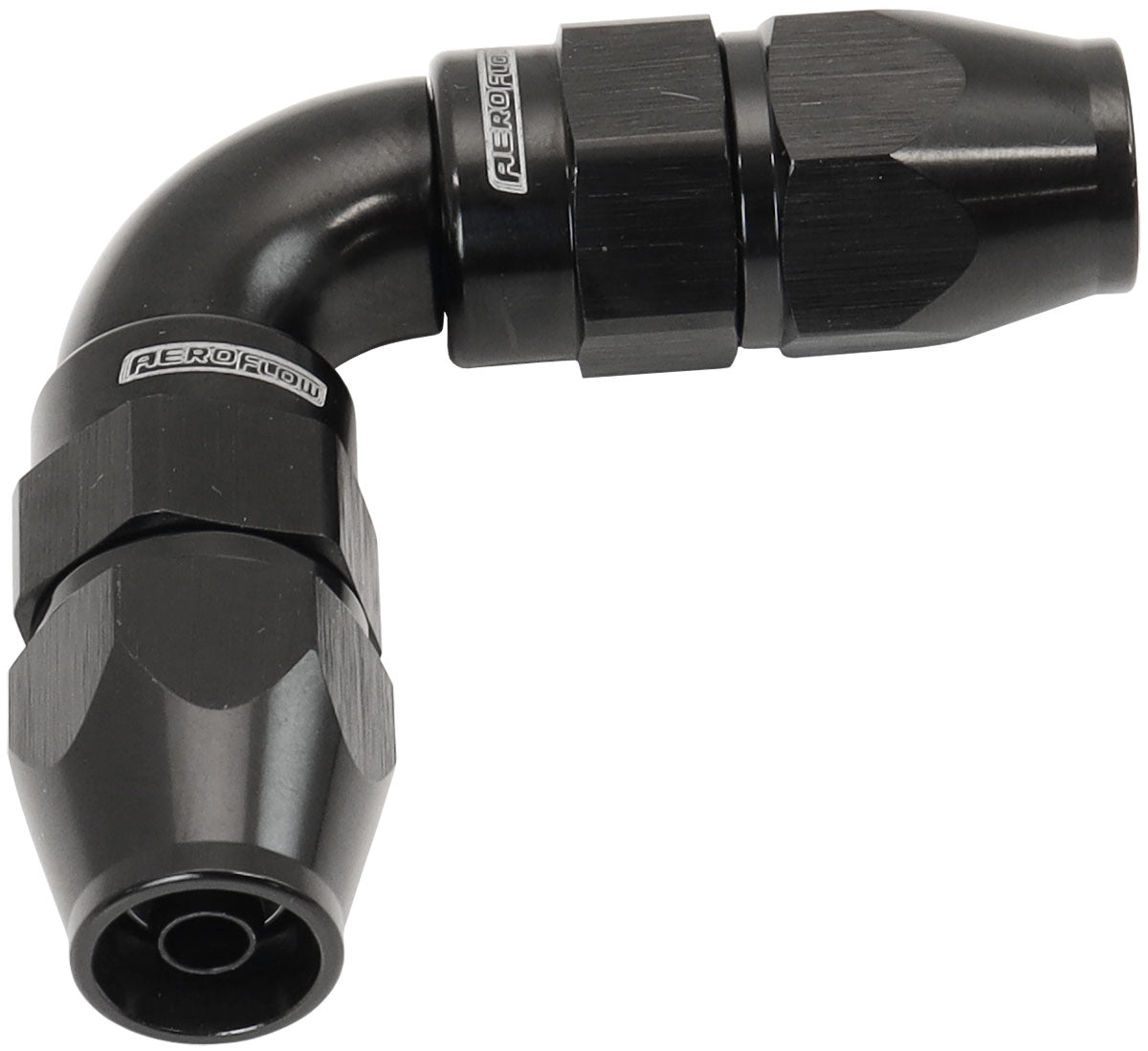 590 Series PTFE 90Â° Dual Hose Ends -4AN   Black Finish. Suits 200 & 250 Series Hose