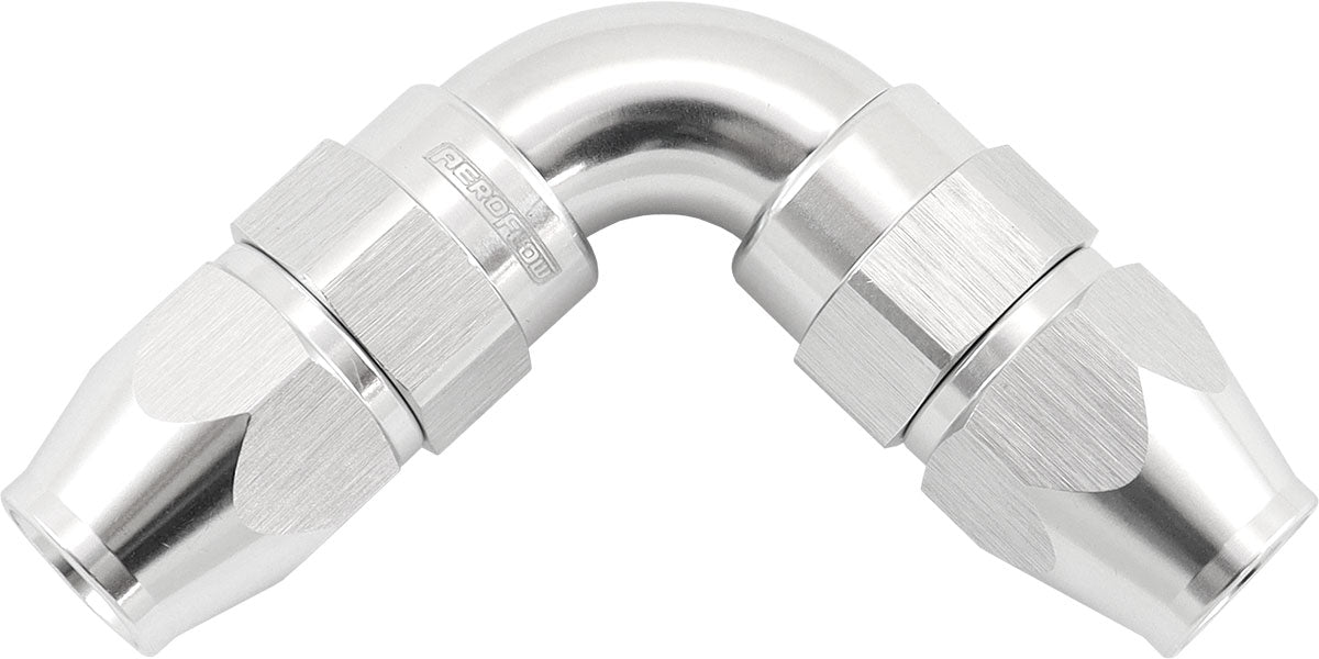 590 Series PTFE 90Â° Dual Hose Ends -4AN   Silver Finish. Suits 200 & 250 Series Hose