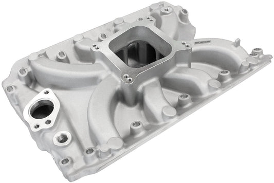 Aeroflow Holden 304 Low-Rise Single Plane Intake Manifold, Natural Cast Finish   1500 - 6500 RPM, Spread Bore Carburettor Pad, Non-EGR