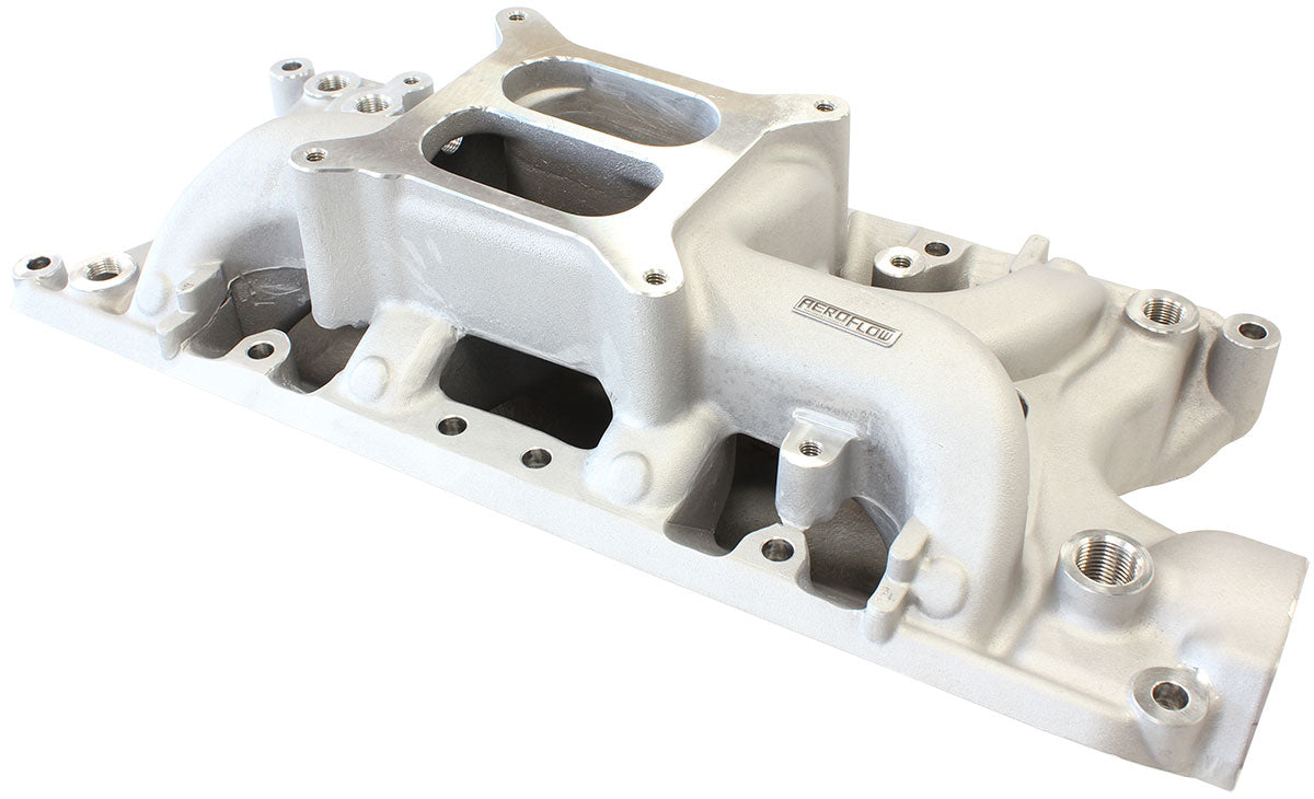 Small Block Ford 289-302 Windsor Air Gap Dual Plane Intake Manifold, Natural Cast Finish   1500 - 6500 RPM, Square Bore Carburettor Pad, Non-EGR