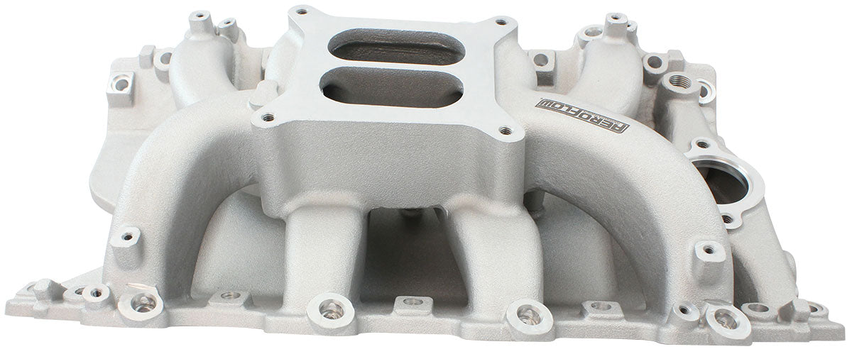 Holden 304 EFI Air Gap Dual Plane Intake Manifold, Natural Cast Finish   1500 - 6500 RPM, Square Bore Carburettor Pad, Non-EGR