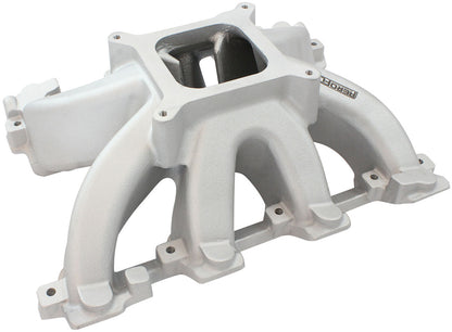 GM LS Cathedral Port Carburettor Hi Rise Single Plane Non-EFI Intake Manifold,Natural Cast Finish   4 Barrell 4150 Square Bore Carburettor Pad