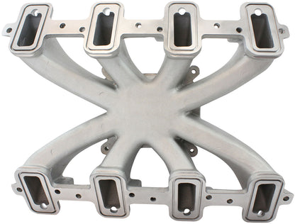 GM LS Cathedral Port Carburettor Street Single Plane EFI Intake Manifold, Natural Cast Finish   4 Barrell 4150 Square Bore Carburettor Pad