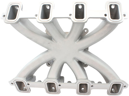 GM LS Rectangle Port Carburettor Street Single Plane EFI Intake Manifold, Natural Cast Finish   4 Barrell 4150 Square Bore Carburettor Pad