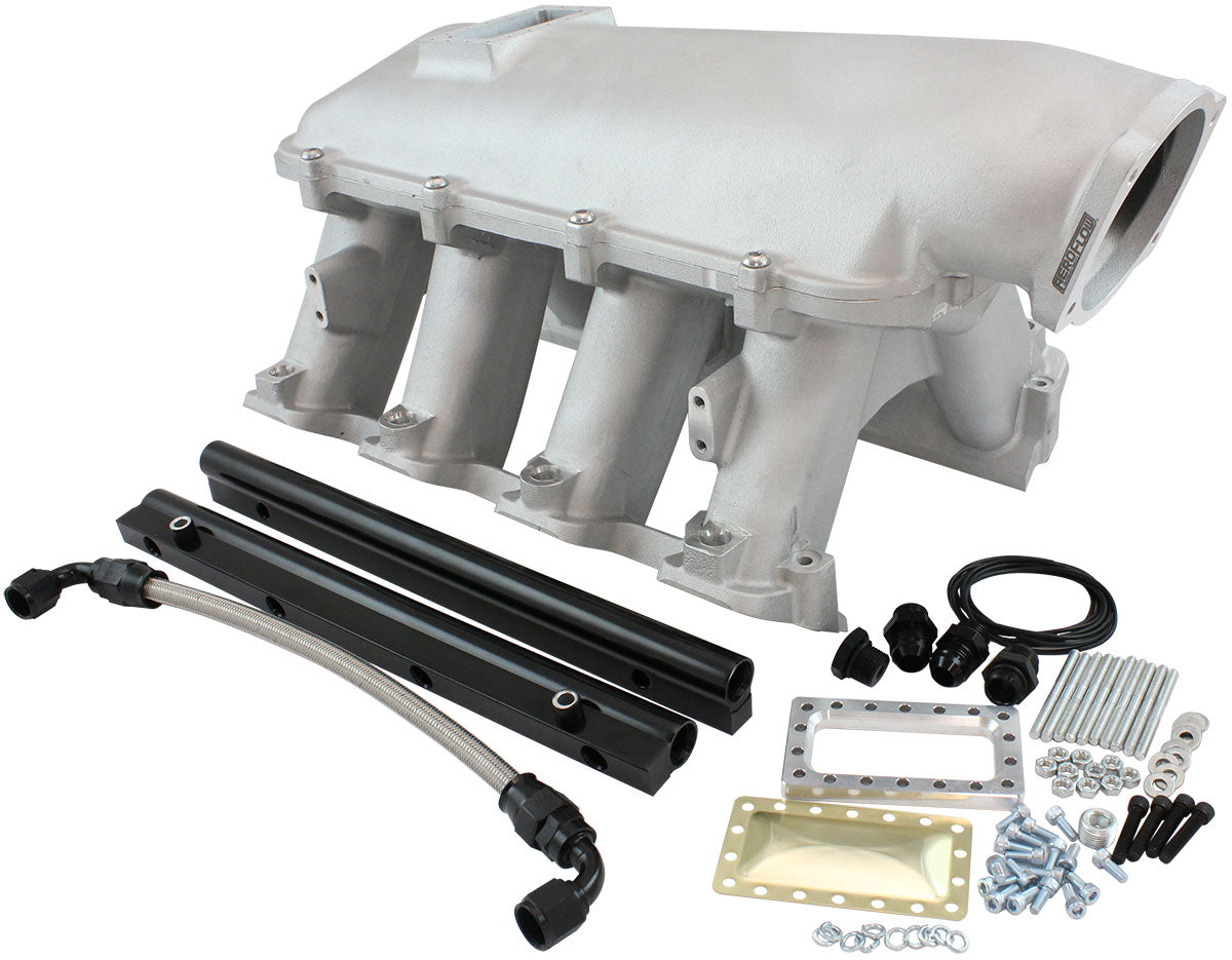 GM LS Rectangle Port Hi Rise EFI Modular Intake Manifold, Natural Cast Finish   Suit 102mm/105mm Throttle Body & 14mm Short Injectors