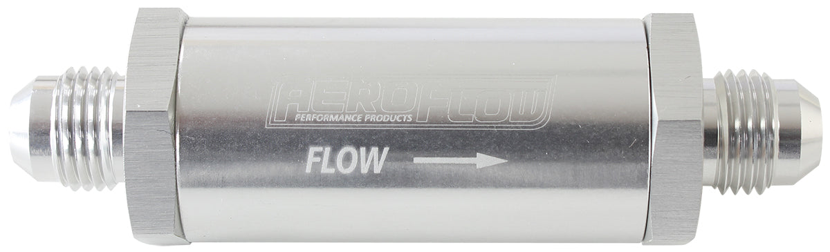 -6AN Turbo Inline Oil Filter 30 Micron   Silver Finish
