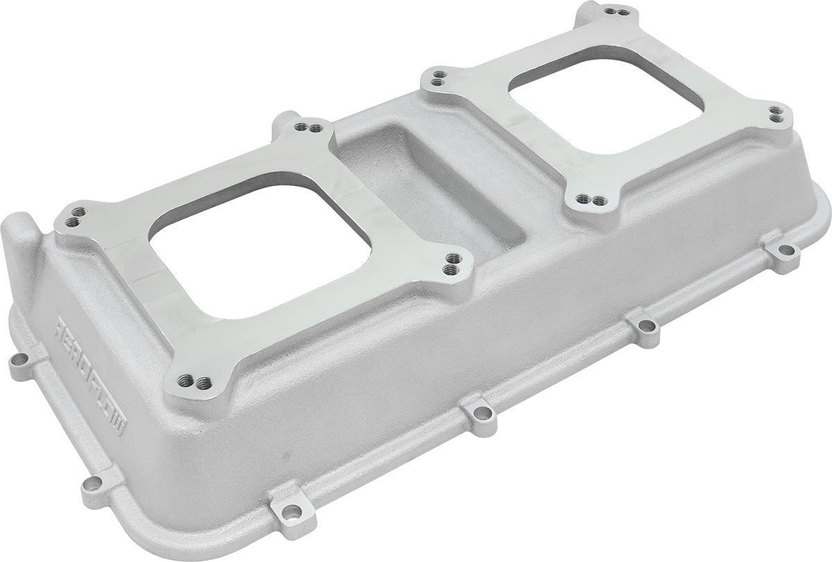 Aeroflow Top Plate with Dual Carburettor Flange, Natural Cast Finish  For Modular Intake Manifolds. Suit 4150 Square Bore Carbs