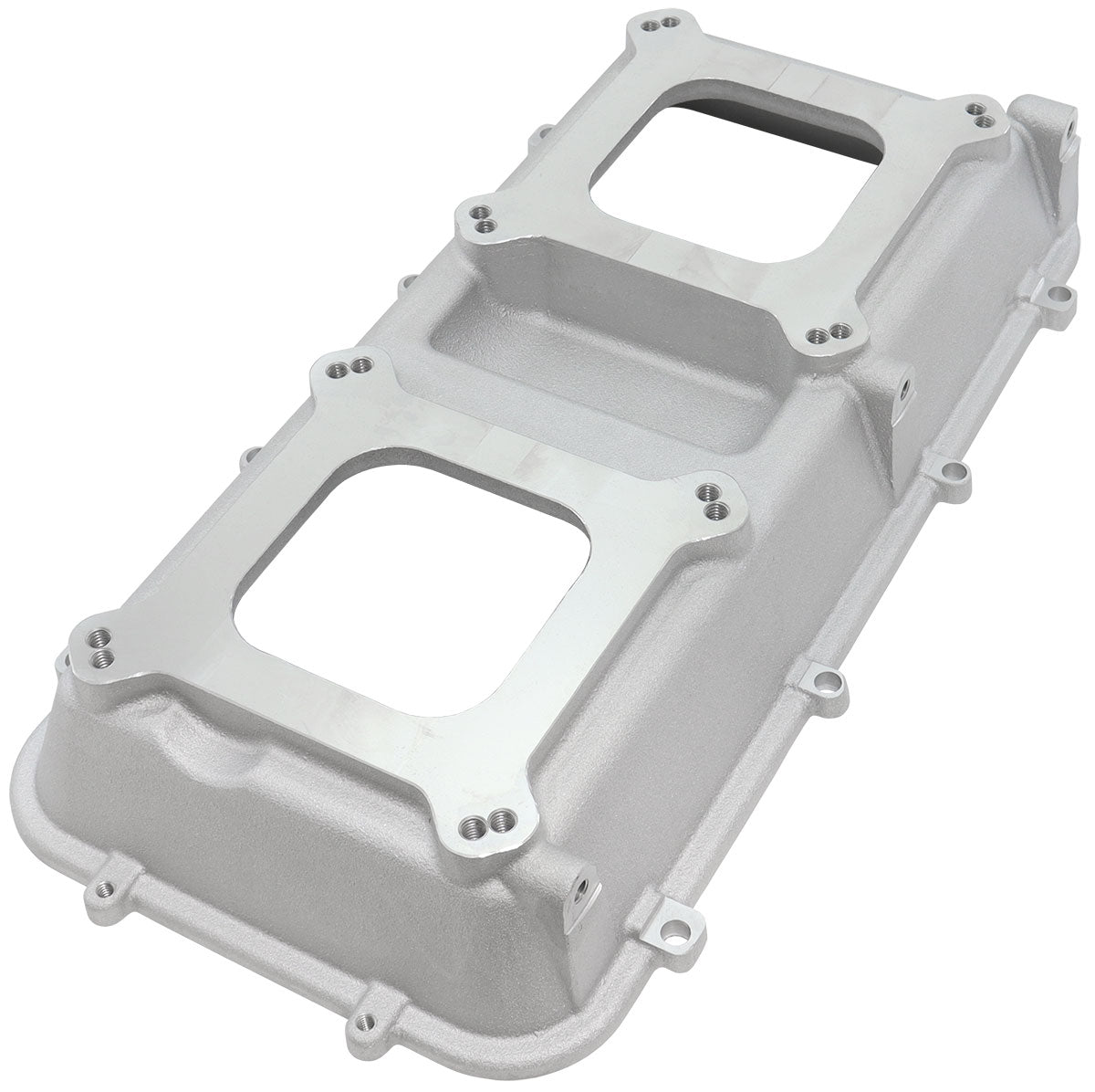 Aeroflow Top Plate with Dual Carburettor Flange, Natural Cast Finish  For Modular Intake Manifolds. Suit 4150 Square Bore Carbs