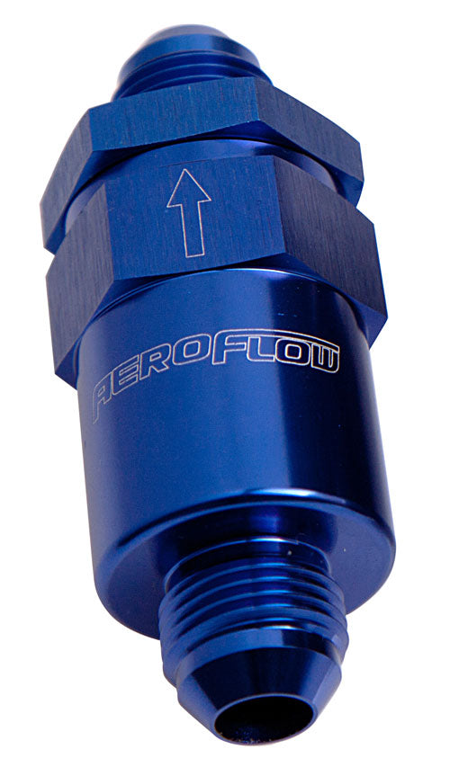 30 Micron Billet Fuel Filter -6AN   Blue Finish. 2" Length