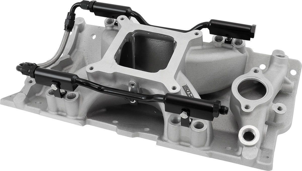 SB Chev EFI Air Gap Single Plane Intake Manifold, Natural Cast Finish   2500 - 7500 RPM, Square Bore Carburettor Pad, Non-EGR