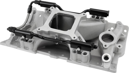 SB Chev EFI Air Gap Single Plane Intake Manifold, Natural Cast Finish   2500 - 7500 RPM, Square Bore Carburettor Pad, Non-EGR