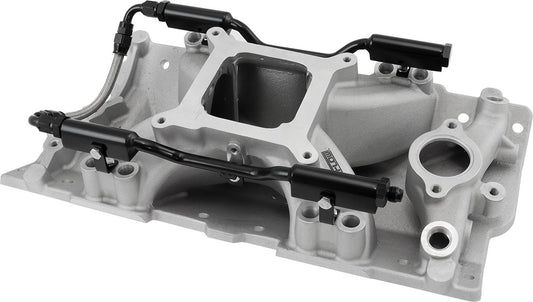 SB Chev EFI Air Gap Single Plane Intake Manifold, Natural Cast Finish   2500 - 7500 RPM, Square Bore Carburettor Pad, Non-EGR