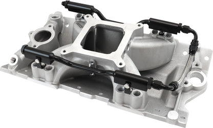 SB Chev EFI Air Gap Single Plane Intake Manifold, Natural Cast Finish   2500 - 7500 RPM, Square Bore Carburettor Pad, Non-EGR